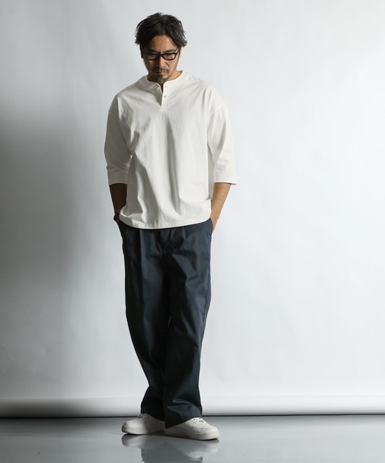 セットアップ対応 ヘビーウェイト 7分袖 ヘンリーネックTEE