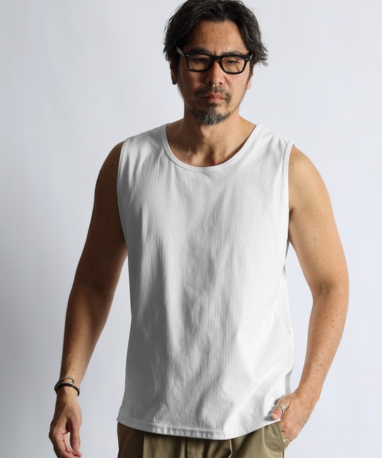 高収縮機能素材「エアフレックス」ランダムリブ タンクトップ