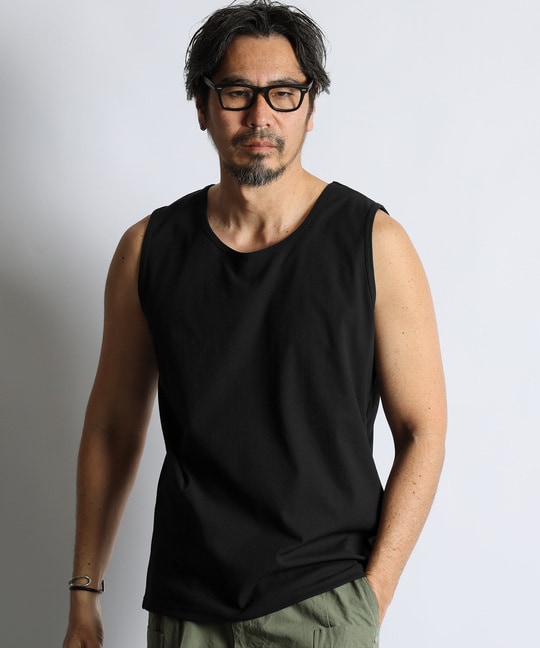 高収縮機能素材「エアフレックス」ランダムリブ タンクトップ