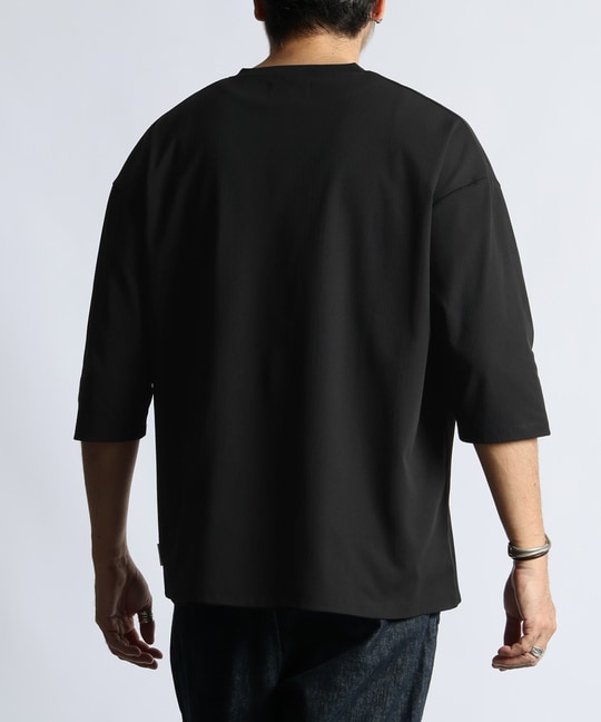 高収縮機能素材「エアフレックス」ランダムリブ 7分袖Tシャツ