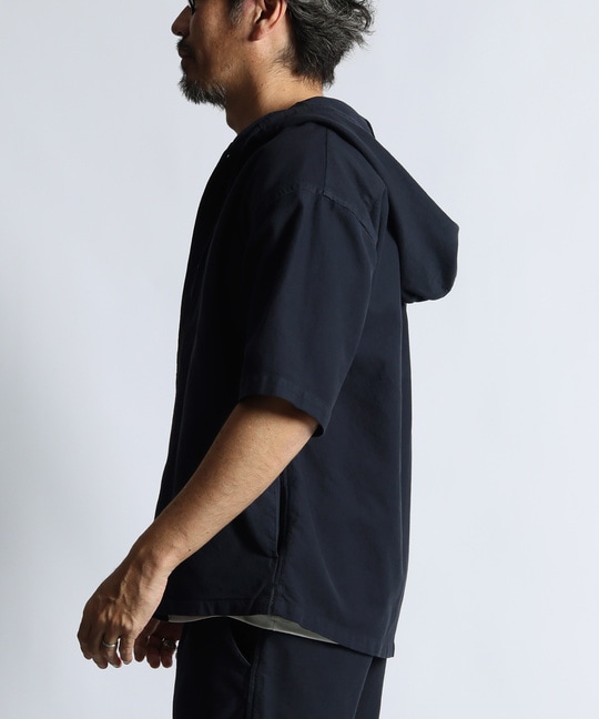 セットアップ対応 アンカットコーデュロイ 半袖シャツパーカー