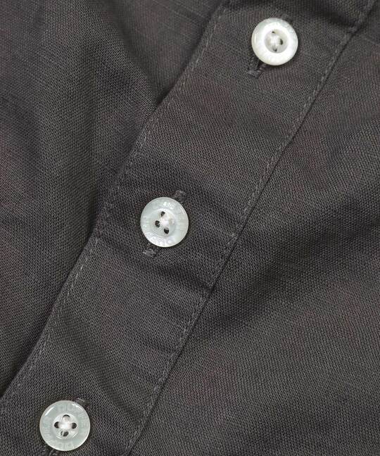 綿麻素材 セットアップ 7分袖 バンドカラーシャツ