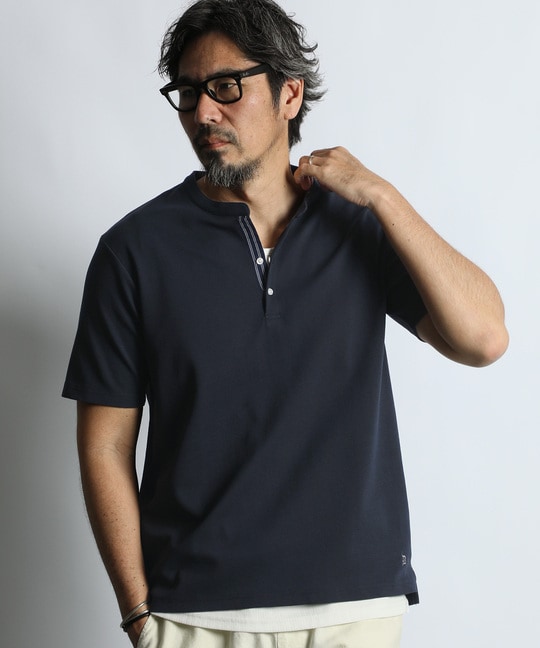 吸水速乾・防シワ クールファイバー Vネック オープンカラー スキッパーTシャツ