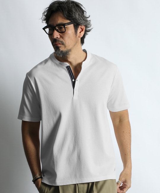 吸水速乾・防シワ クールファイバー Vネック オープンカラー スキッパーTシャツ