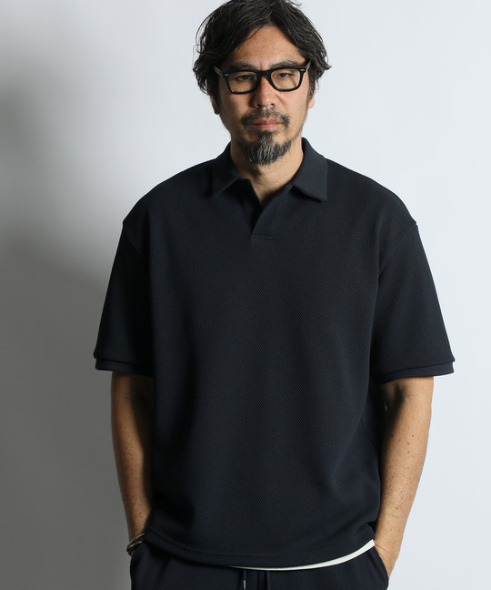 セットアップ対応 機能素材「エアフレックス」鹿の子スキッパーポロ