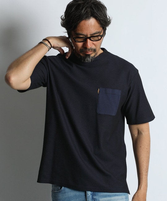 クールマックス ハニカムボーダー ポケットTシャツ