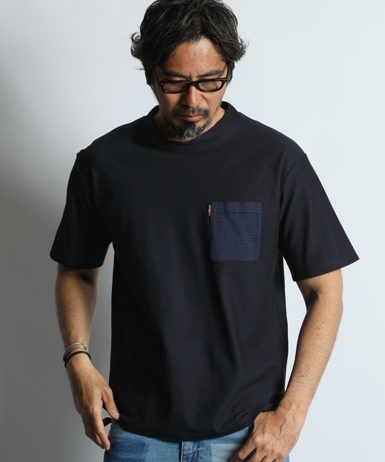 クールマックス ハニカムボーダー ポケットTシャツ