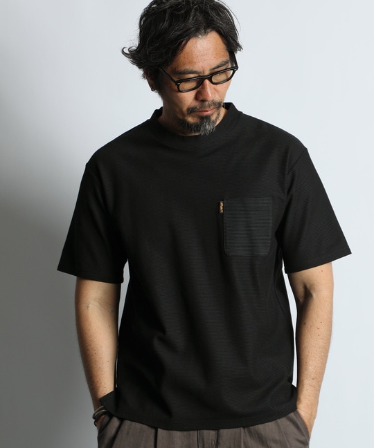 クールマックス ハニカムボーダー ポケットTシャツ