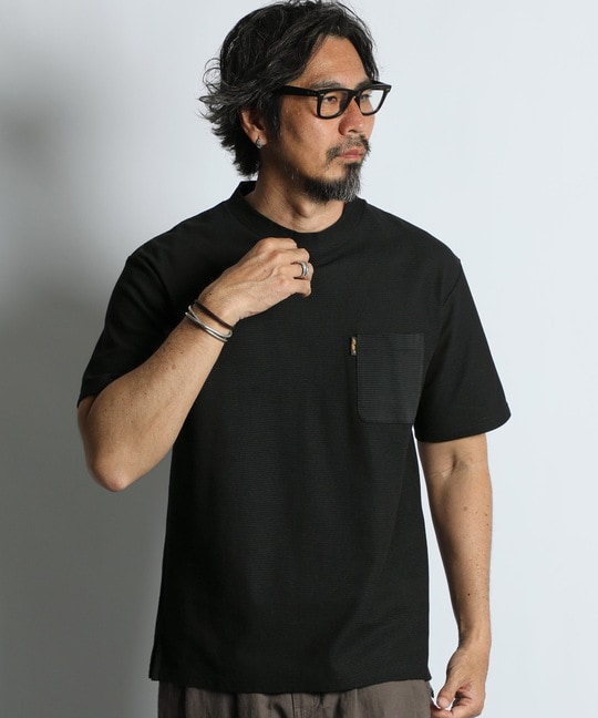 クールマックス ハニカムボーダー ポケットTシャツ