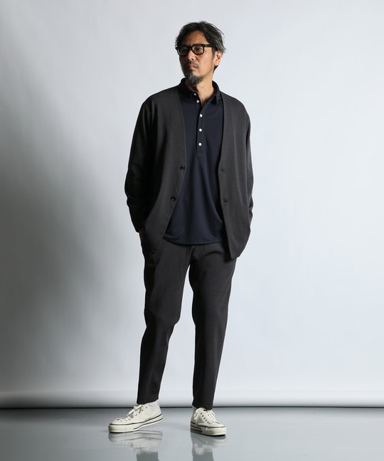 SHAREEF ノーカラージャケット セットアップ ノーカラー リラックス ニットジャケット【WEB限定