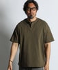 〔BLACK LABEL〕：オーバーサイズ ヘンリーネックTシャツ / 度詰め天竺