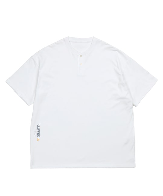 〔BLACK LABEL〕：オーバーサイズ ヘンリーネックTシャツ / 度詰め天竺