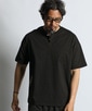 〔BLACK LABEL〕：オーバーサイズ ヘンリーネックTシャツ / 度詰め天竺