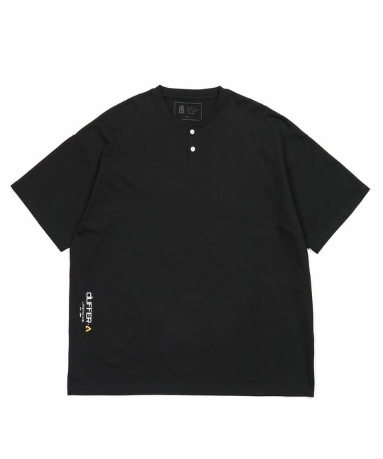 〔BLACK LABEL〕：オーバーサイズ ヘンリーネックTシャツ / 度詰め天竺