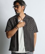 オンブレーミニチェック 半袖開襟シャツ