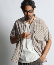 オンブレーミニチェック 半袖開襟シャツ