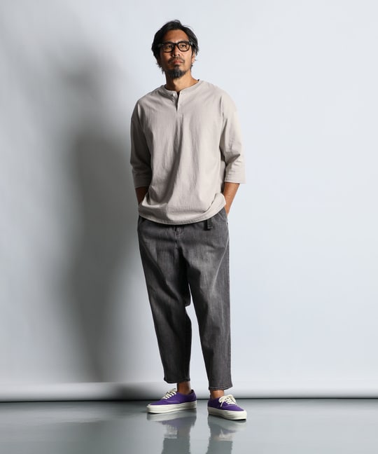 麻混ストレッチ 2タック イージーワイドデニムパンツ ｜The DUFFER of