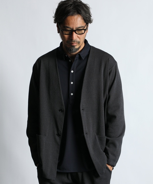 セットアップ ノーカラー リラックス ニットジャケット【WEB限定アイテム】