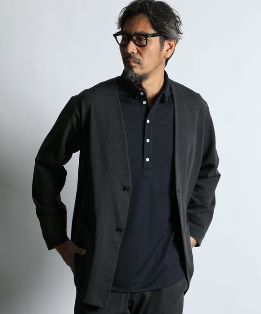 セットアップ ノーカラー リラックス ニットジャケット【WEB限定