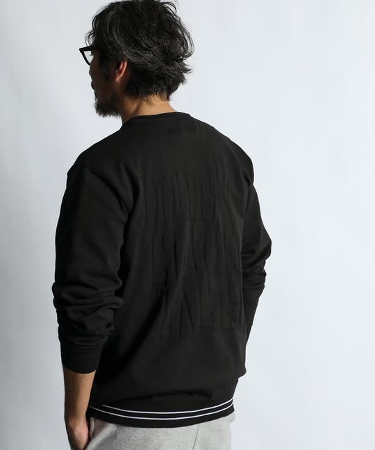 〔BLACK LABEL〕：自宅で洗える ジャガードロゴニット
