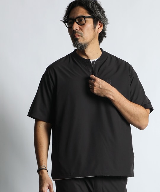〔BLACK LABEL〕：セットアップ対応 ストレッチ 半袖トップス