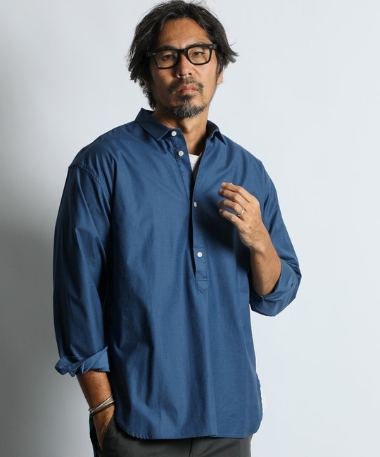バックサテン ショートカラー プルオーバーシャツ ｜The DUFFER of St