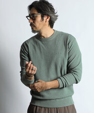 クルーネック コットン クレープニット