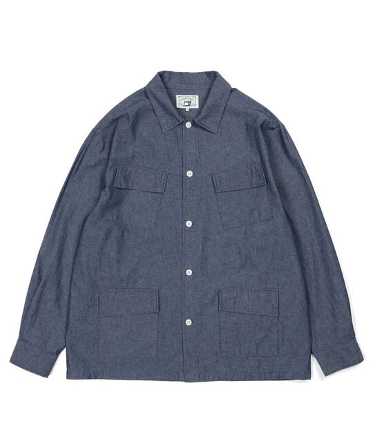 5ozインディゴシャンブレー 長袖シャツ