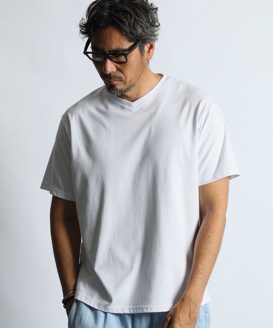 2層構造 吸水速乾クールマックス レギュラーフィット VネックTシャツ