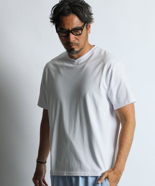 2層構造 吸水速乾クールマックス レギュラーフィット VネックTシャツ