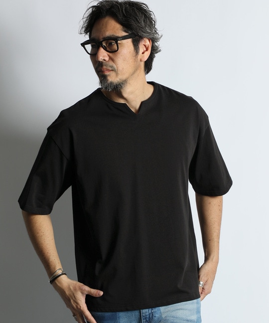 シルキータッチ キーネックTシャツ
