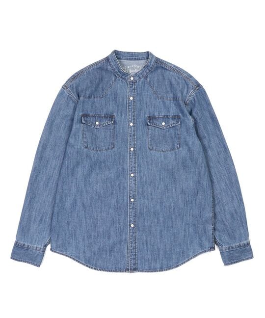 バンドカラー ウエスタンデニムシャツ